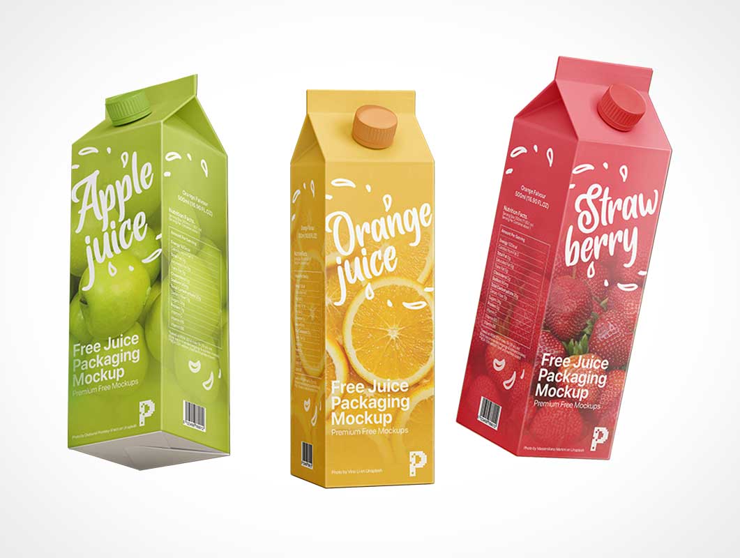 Download 1l Gable Top Juice Cartons Psd Mockup Free Psd Templates