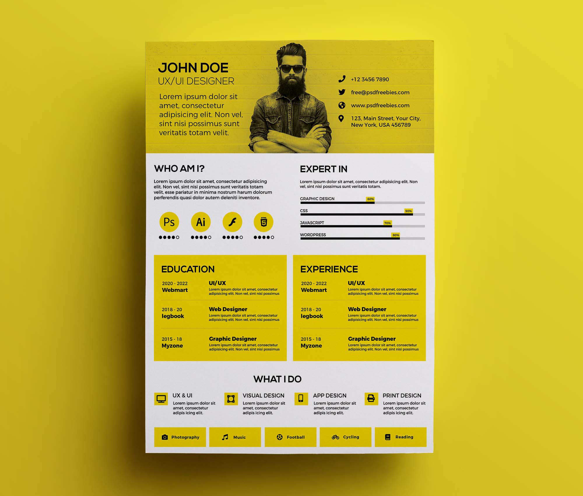 Download Free Modern Resume Design Template | Free PSD Templates