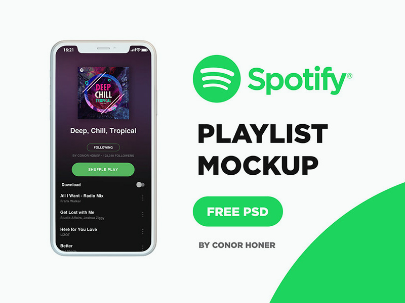 Download Spotify Playlist Mockup | Plantillas PSD gratuitas