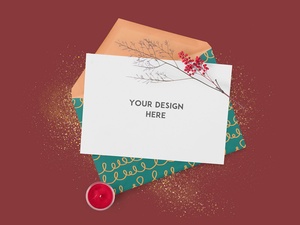 10 Free Greetings Card & Envelope Mockup Set