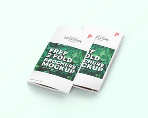 Free 2 Fold Folleto Mockup PSD