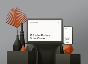 3 Free Colorable Apple Devices Scene Creator Mockup Set
