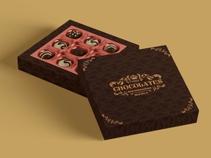 Juego de maquetas de caja de regalo de chocolate negro de trufa