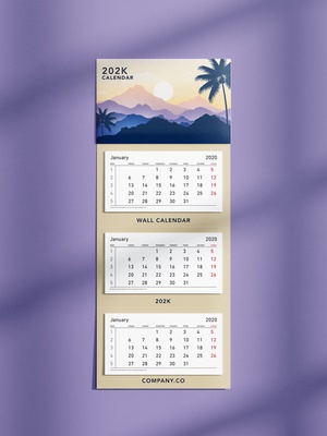 Mockup de calendario de pared de 3 meses de 3 meses