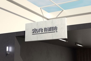 Free 3D Store Sign Mockup