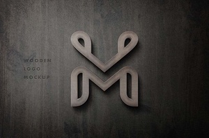 Бесплатный 3D деревянный знак логотип макет