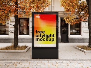 Black Citylight Poster / Mupi Mockup