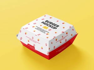 4 archivos de maqueta de caja de embalaje de hamburguesas gratuitas