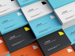 4 Free Stacked Business Cards Mockup Set