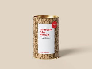 Cardboard Tube Cylinder Packaging Mockup