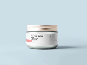 5 Free Cosmetic Frosted Glass Jar Mockup Set