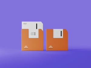 5 Free Floppy Disk Shape Square Business Card Mockup Files