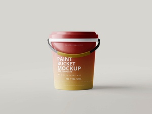5 Free Realistic Paint Bucket Mockup Files (10 & 15) Liter
