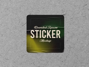 Rounded Square Sticker Mockup Set