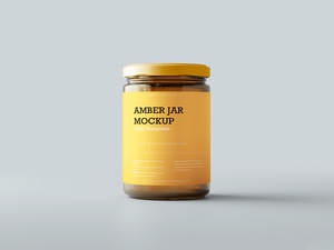 Small, Medium & Large Size Amber Jar Mockup