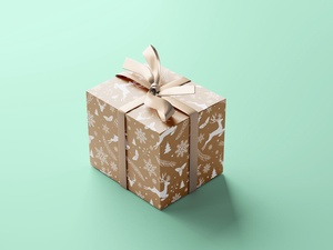 5 Free Wrapped With Ribbon Square Gift Box Mockup Files