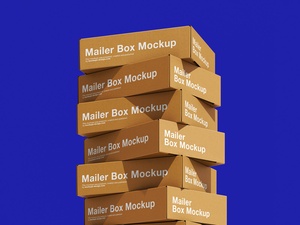 Stack Of Cardboard Mailer Boxes Mockup