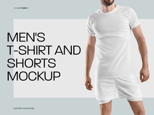 Mockup de camiseta y pantalones cortos para hombres