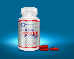 Multi-Vitamin Supplement Pill Bottle Mockup with Capsules