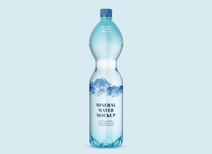 1 Liter Mineral Water Bottle Mockup