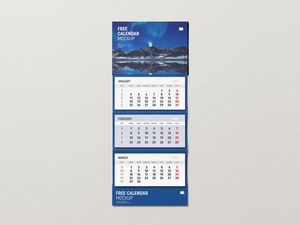 3 Monate vertikaler Wandkalender 2021 Mockup Set