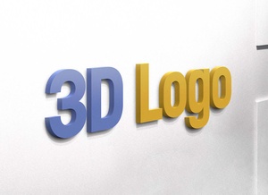 3D Logo on Wall Mockup