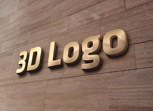 3D Office Wall Sign Logo Mockup