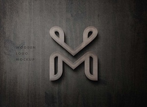 Maqueta de logotipo de madera 3D