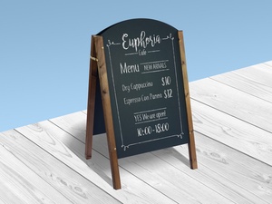 A-Stand Wooden Chalkboard Mockup