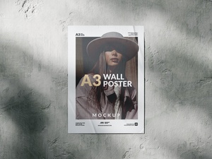 A3 Poster On Wall Mockup