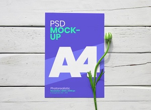 A4 Flyer with Flower Mockup