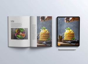 Revista A4 con maqueta de iPad