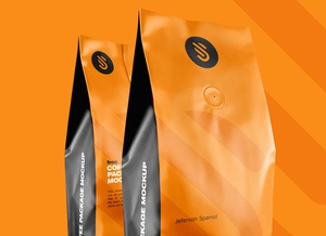 Aluminium Coffee Standing Pouch Packaging Mockup