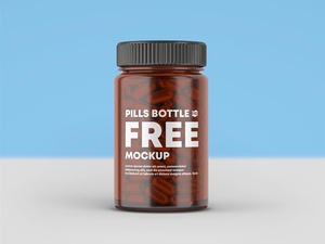 Amber Glass Capsule / Pill Bottle Mockup Set