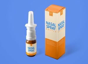 Amber Glass Medical Nasal Nasal Spray Bottle Mockup Ensemble