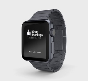 Apple Watch Mockup with Stainless Steel Strap