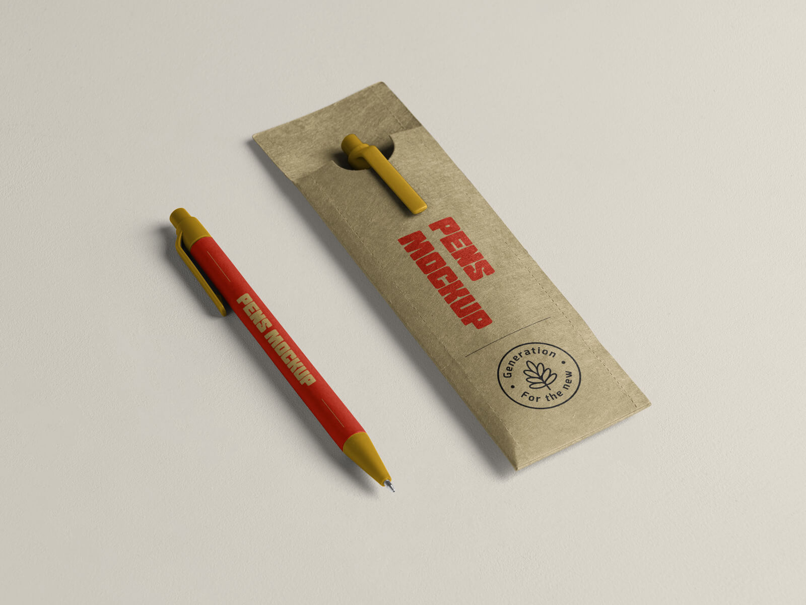 Stylo à balle avec porte-stylo en papier kraft maquette