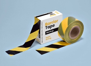 Barrier / Cordon Off Barricade Tape Packaging Box Mockup