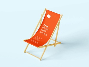 Wood-Framed Beach Deck Chair Furniture Mockup