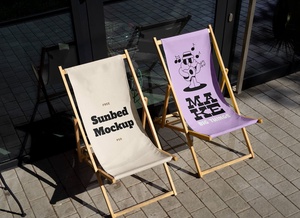 Beach Sunbed Lounger Chair Mockup