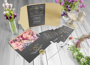 Beautiful Wedding Invitation Card Mockup Set