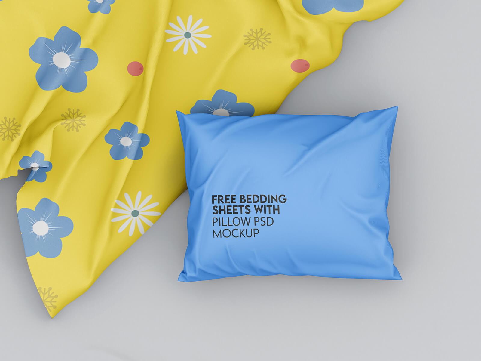 Sábanas de cama con maqueta de almohadas