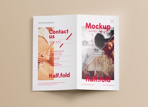Realistic Bi-Fold Brochure Mockup