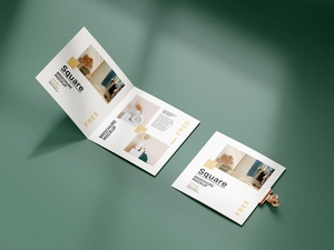 Bi-Fold Square Brochure Mockup Set
