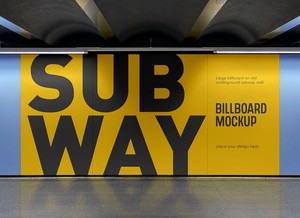 Billboard On Subway Wall Mockup