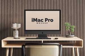 Maqueta de monitor negro iMac Pro