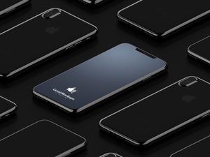 Black Isometric Apple iPhone X Mockup