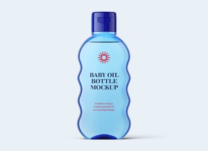 Blue Baby Oil Bottle Mockup