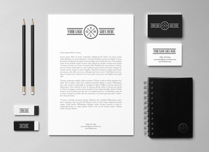 Mockup simple de identidad de marca en blanco y negro / papelería