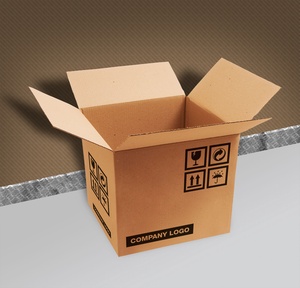 Brown Corrugated Carton Packaging Box Mockup